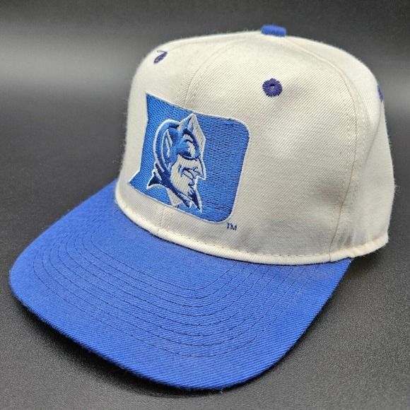Vintage Duke Blue Devils Hat Cap Fitted Size 6 3/4 White Basketball 90s USA Made - Picture 1 of 8